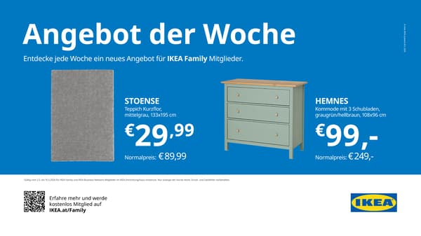 Angebot der Woche Hemnes Kommode statt 24 € nur 99€ und Stoense Teppich statt 89,99€ nur 29,99€