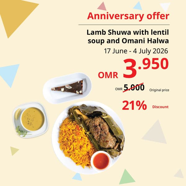 Anniversary offer 3.950 OMR instead of 5.900 OMR