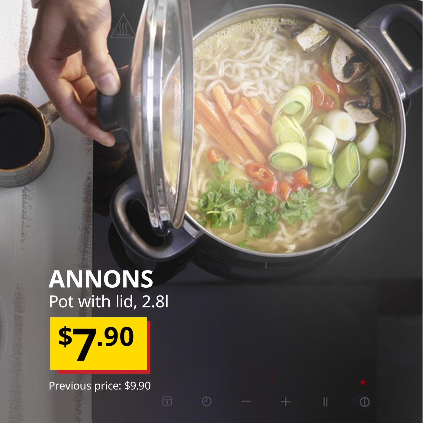 ANNONS pot with lid, used to prepare a hot pot meal, in a Singapore home