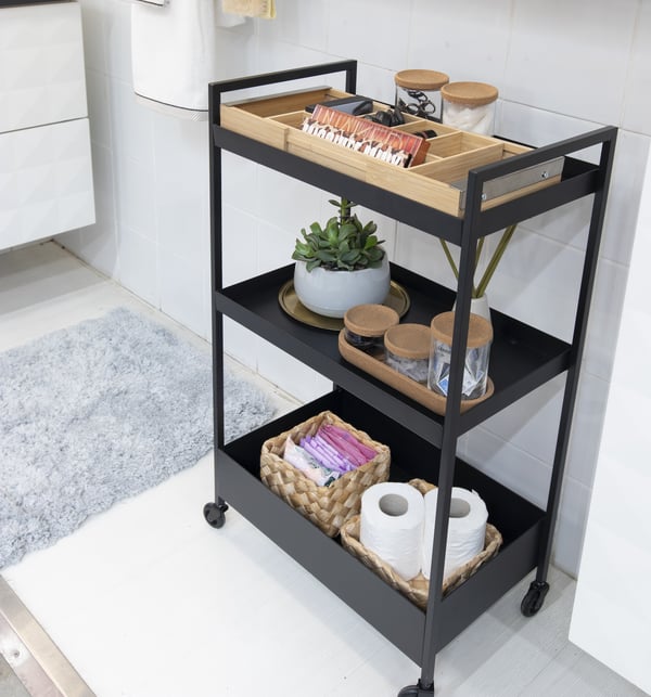 عربة حمام بثلاث رفوف