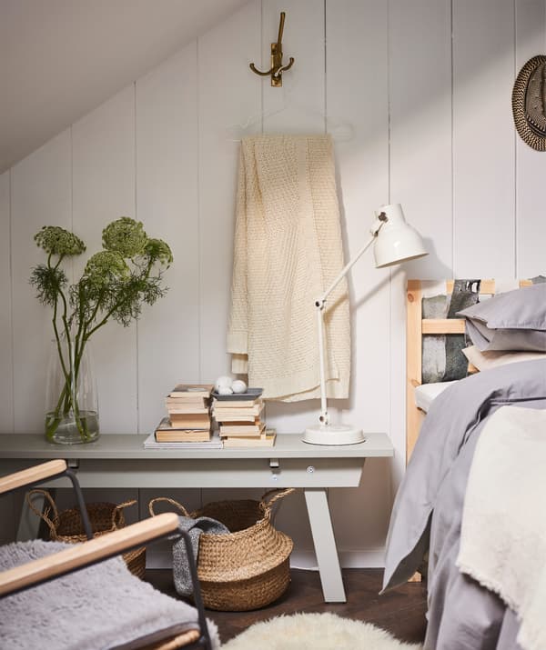 Are you often cold while sleeping? Keep something warm and cosy on a hanger on the wall. Try IKEA STAJLIG hanger in white powder coated steel!