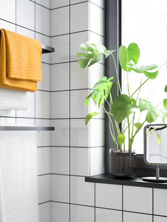 Artificial plant in bathroom