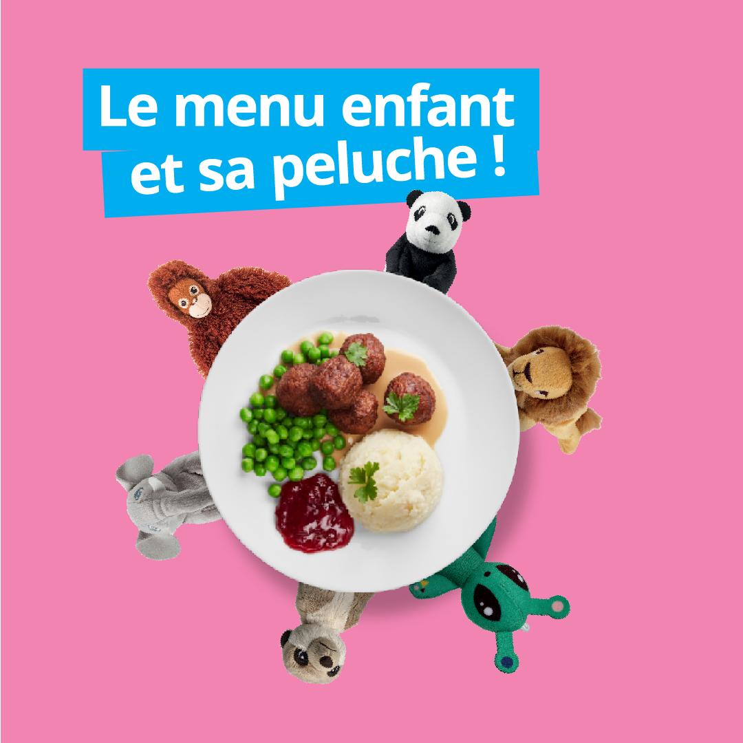 assiette de boulettes avec animaux en peluche