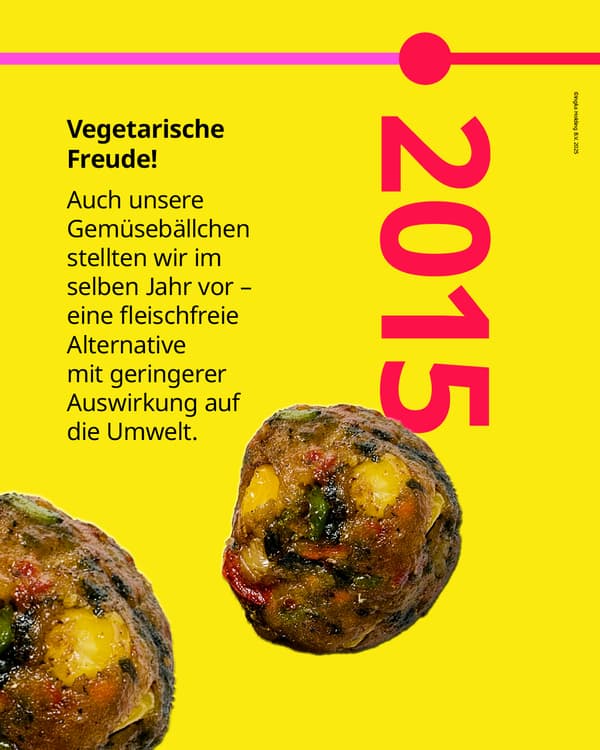 Auch unsere Gemüsebällchen stellten wir im
Jahr 2015 vor - eine fleischfreie
Alternative mit geringerer Auswirkung auf
die Umwelt.