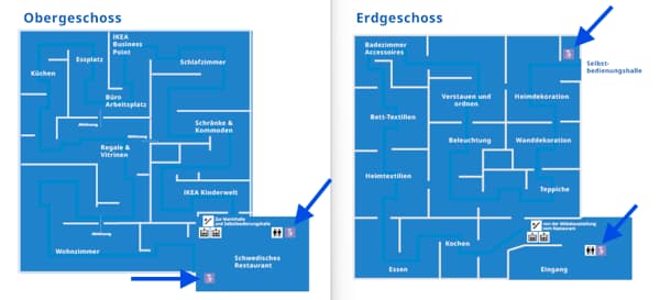 Ausgewiesene Ruhebereiche (Wickelräume) und ruhige Sitzecke im Restaurant