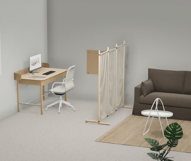 Ausschnitt aus dem 3D Büroplaner mit einer Homeoffice Lösung.