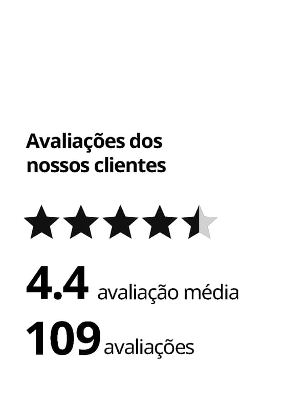 Avaliação dos clientes. 4.4/5 em 109 avaliações.
