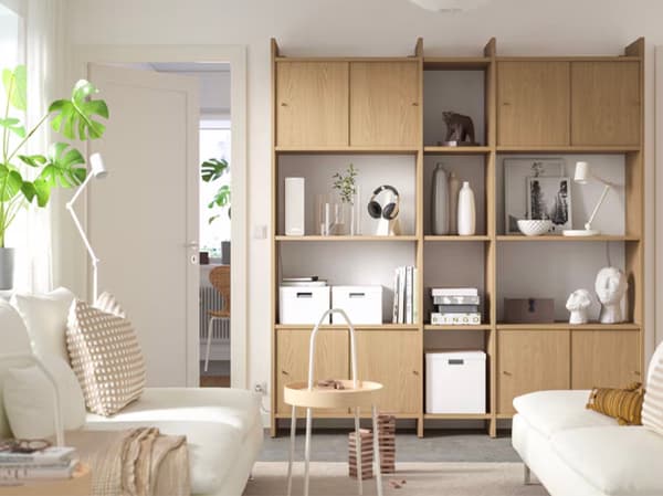 avec 7 étagères/chêne LÅDMAKARE meuble de rangement avec portes coulissantes