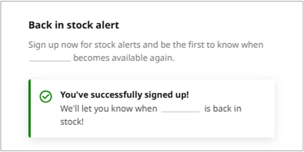back in stock notification