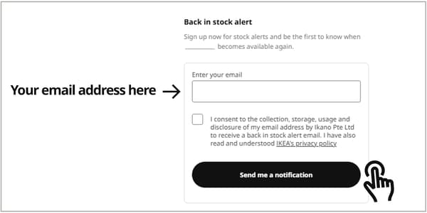 back in stock notification
