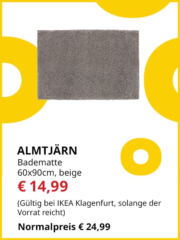 Badematte Almtärn, 60x90cm, beige, statt € 24,99 um € 14,99.
