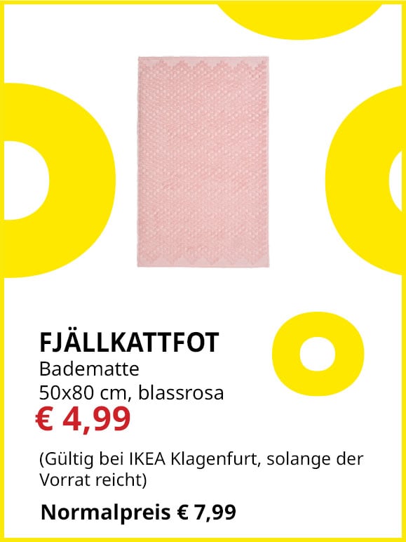 Badematte Fjällkattfot, 50x80x cm, blassrosa, statt €7,99 um €4,99.