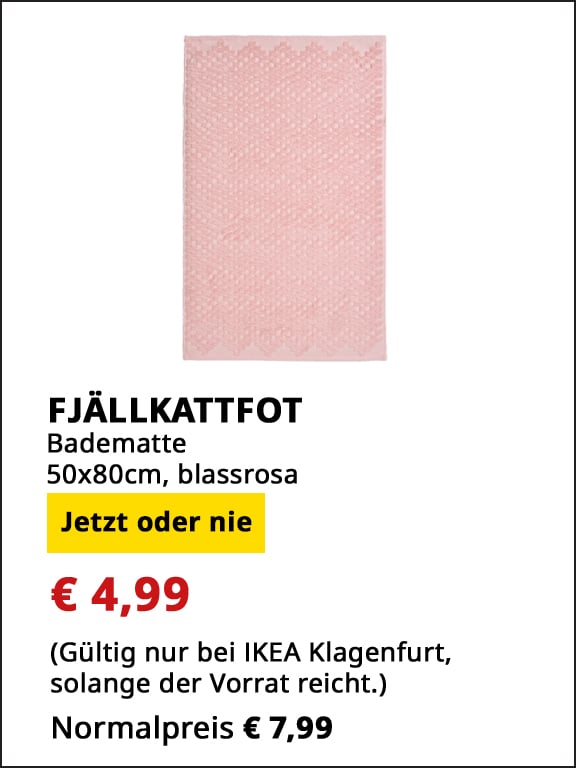 Badematte Fjällkattmot, 50x80cm, blassrosa, statt € 7,99 um € 4,99.