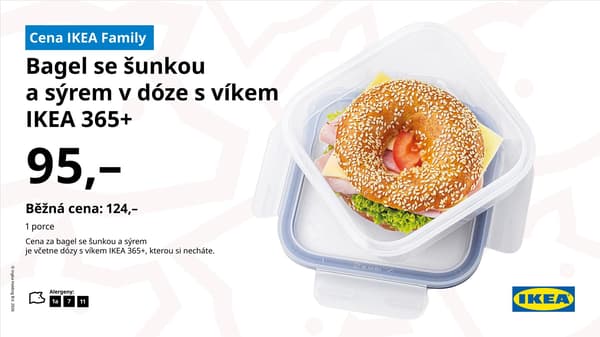 Bagel se šunkou a sýrem v dóze s víkem