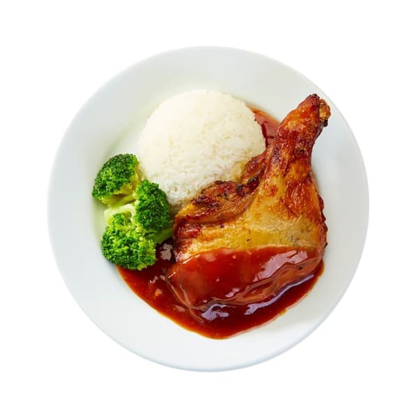 Baked Chicken Leg with Tamarind Sauce and Rice