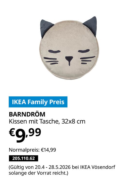 BARNDRÖM Kissen mit Tasche, beige, 32x8 cm statt € 14,99 zum IKEA Family Preis von € 9,99