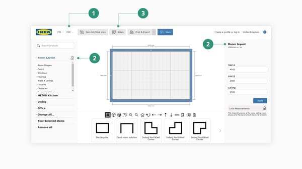 Basic functions of IKEA Home Planner
