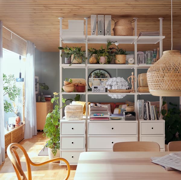 baskets and boxes for organising shelves