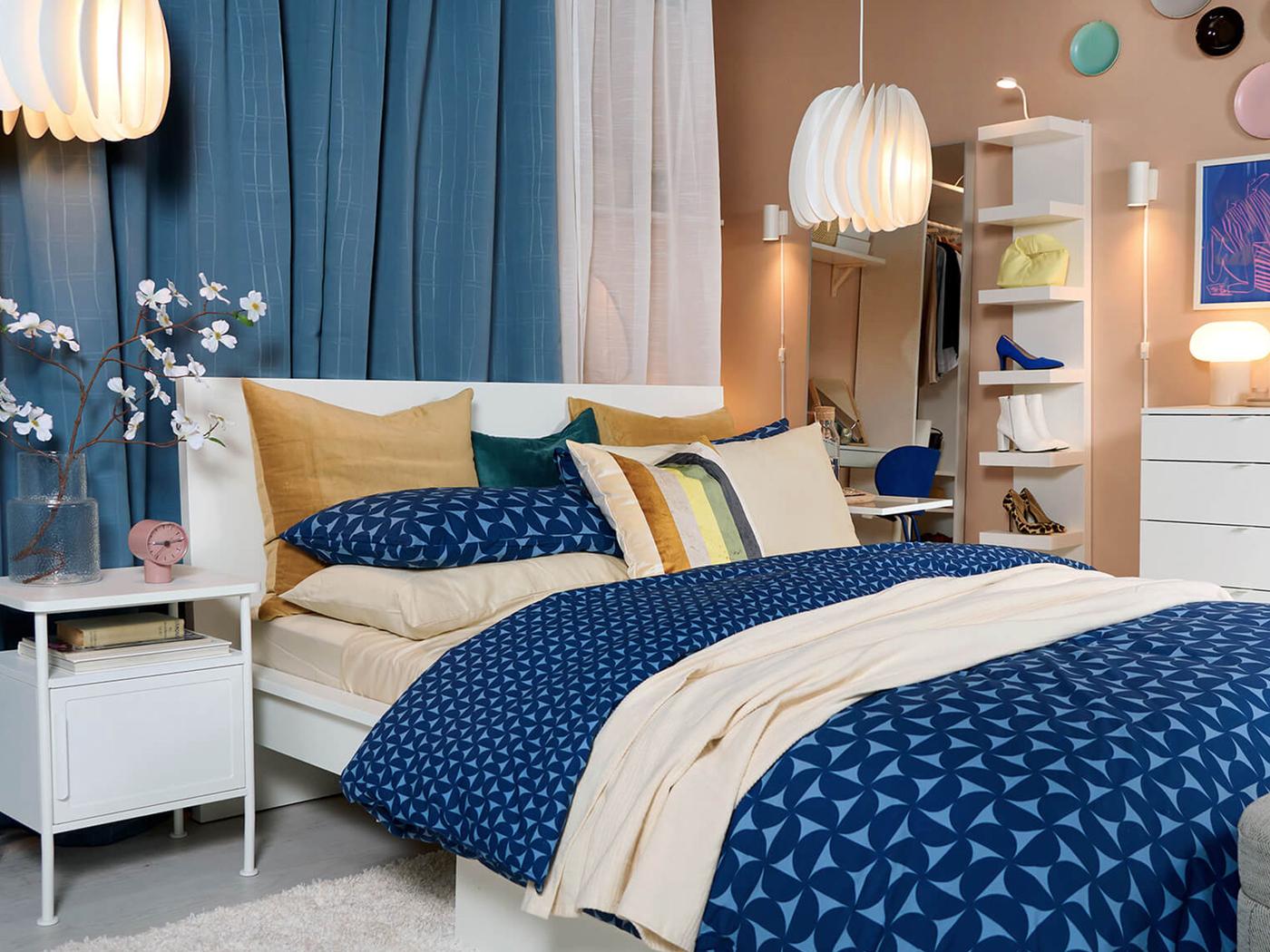 bedroom with bed and curtains