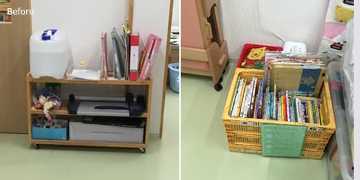 Before 職員室の収納が本でいっぱい。