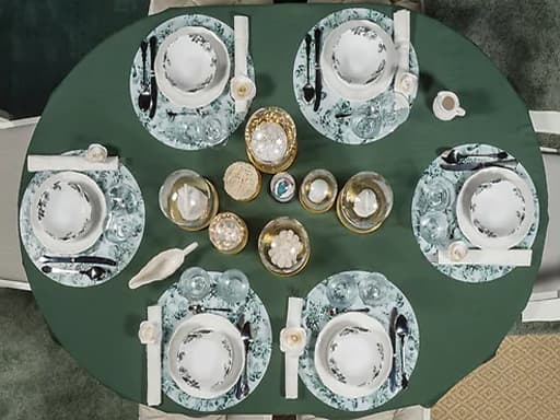 BEGÅVNING glass dome and DYLIK tablecloth