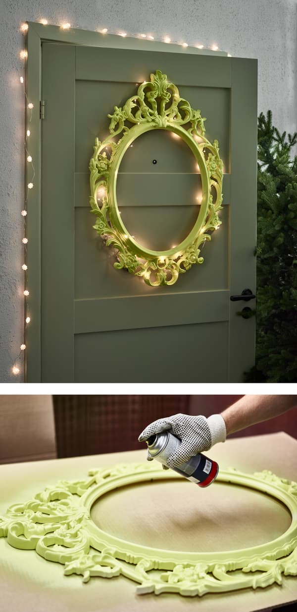 Besoin d’idées déco pour Noël ? Pourquoi ne pas relooker un cadre avec de la peinture en bombe et le décorer de guirlandes lumineuses? IKEA a toutes sortes de cadres, comme UNG DRILL.