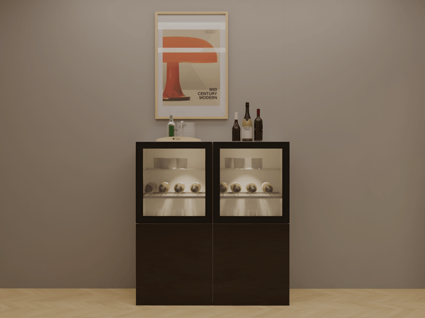BESTÅ bar cabinet/glass doors, black-brown