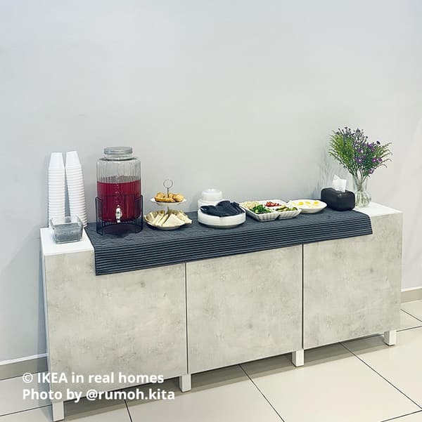 BESTA sideboards with snacks and drinking station