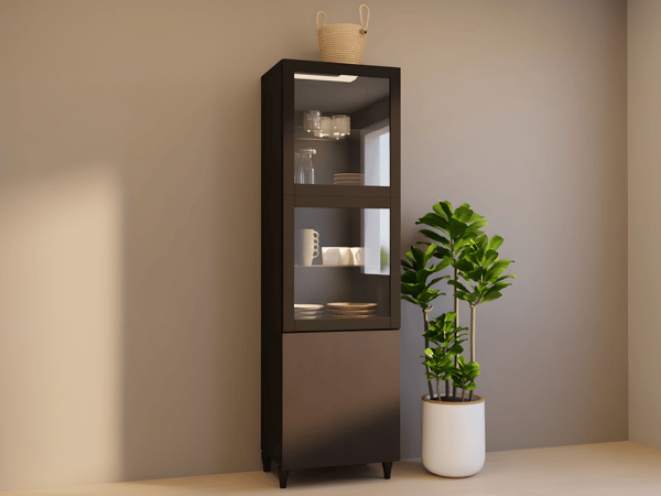 BESTÅ Storage combination w glass doors, black-brown