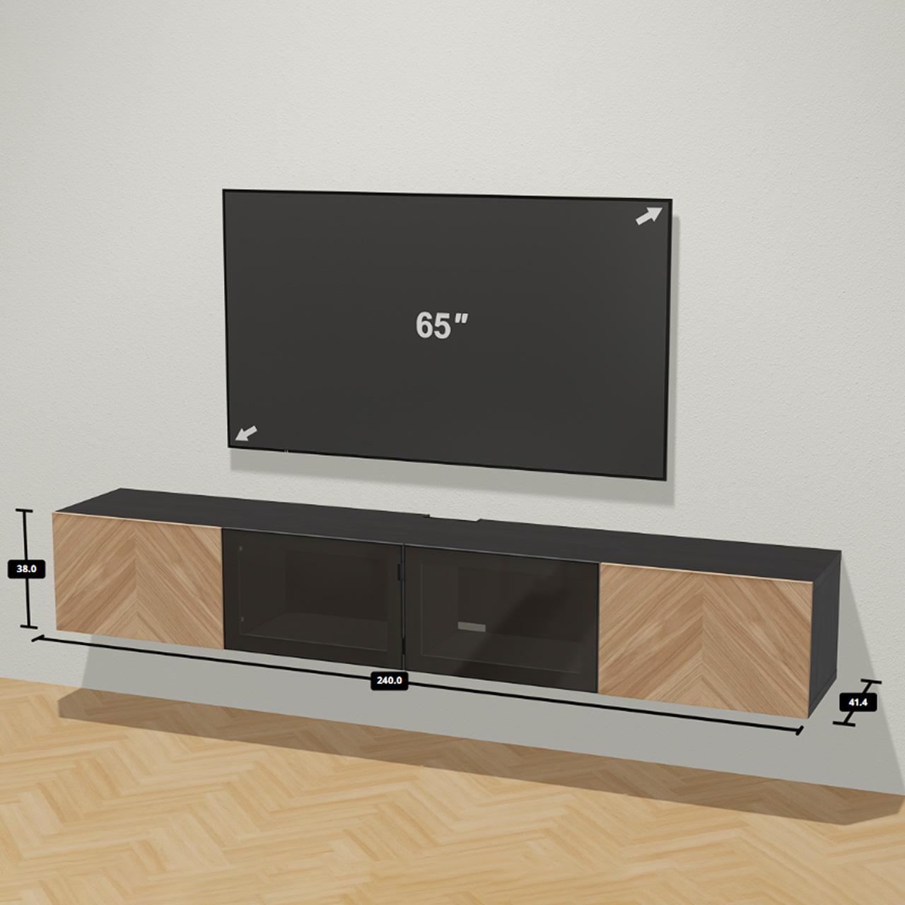 BESTÅ TV console bench with four door cabinets.