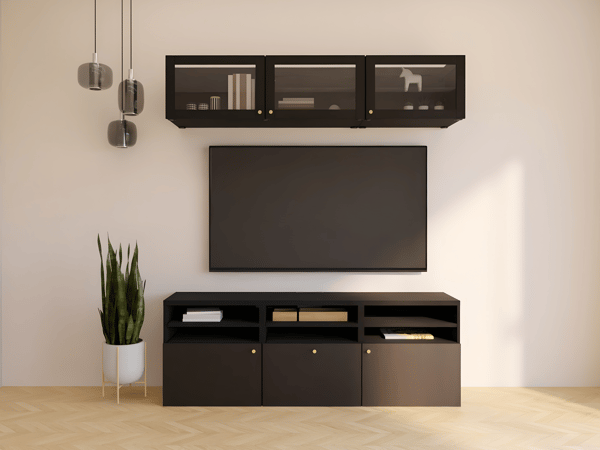 BESTÅ TV storage combination/glass doors, black