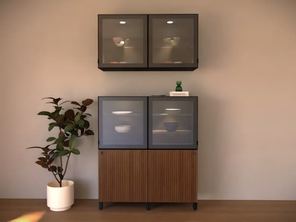BESTÅ TV storage combination/glass doors, black/brown