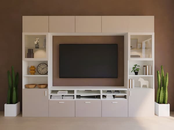 BESTÅ TV storage combination/glass doors, white/Lappvike /clear glass,