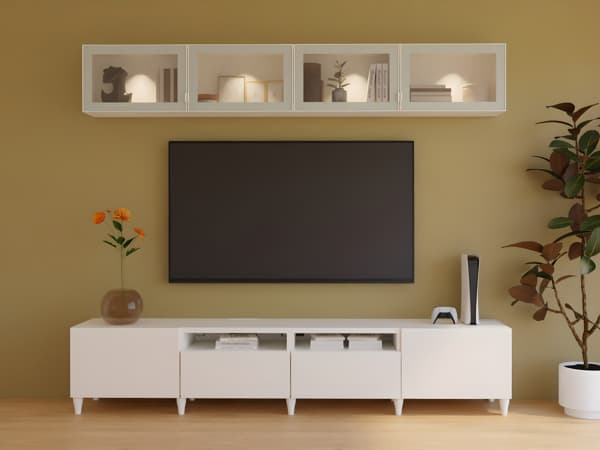 BESTÅ TV storage combination/Glassvik glass doors, black