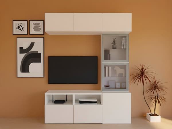BESTÅ TV storage combination/glassvik / selsviken glass doors