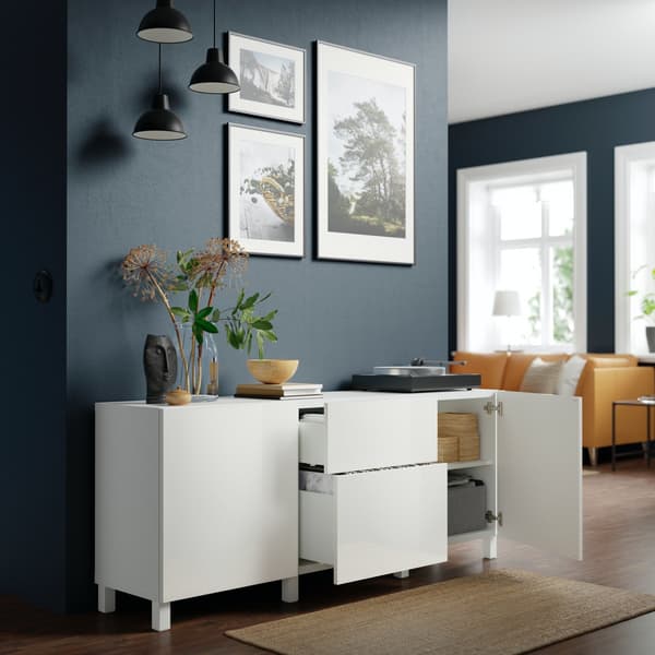 BESTÅ unit on a dark blue statement wall