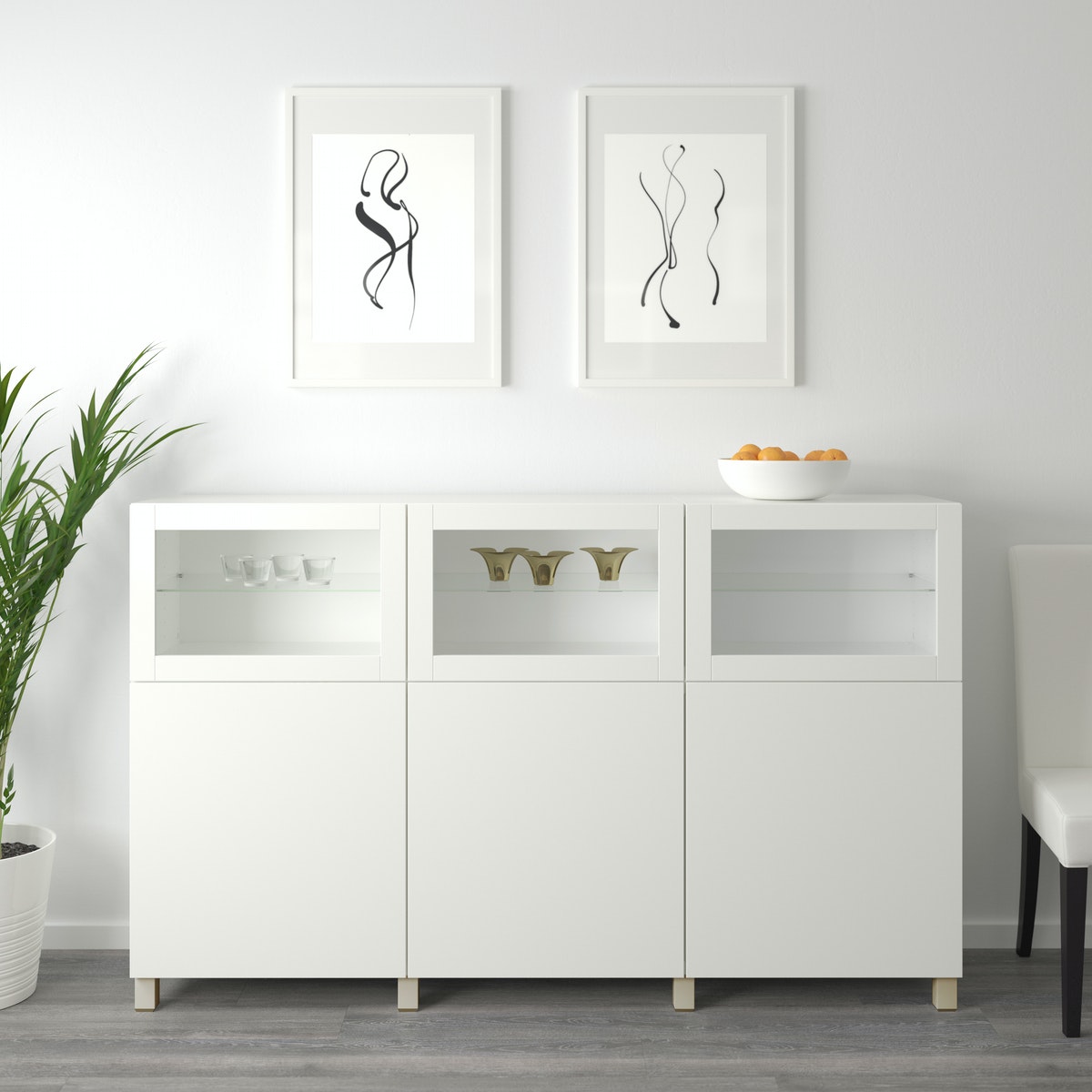 BESTÅ white cabinets.