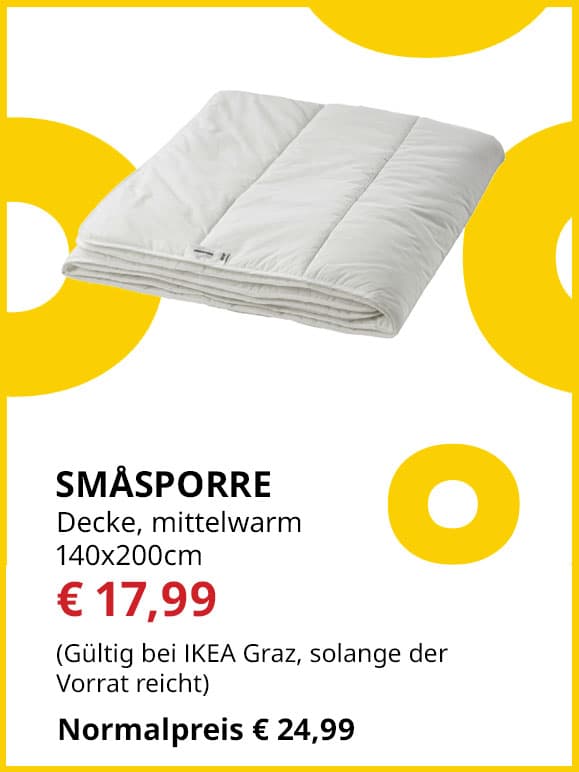 Bett- Decke Småsporre, mittewarm 140x200cm, statt € 24,99 um € 17,99.