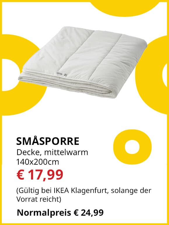 Bett- Decke Småsporre, mittewarm 140x200cm, statt € 24,99 um € 17,99.