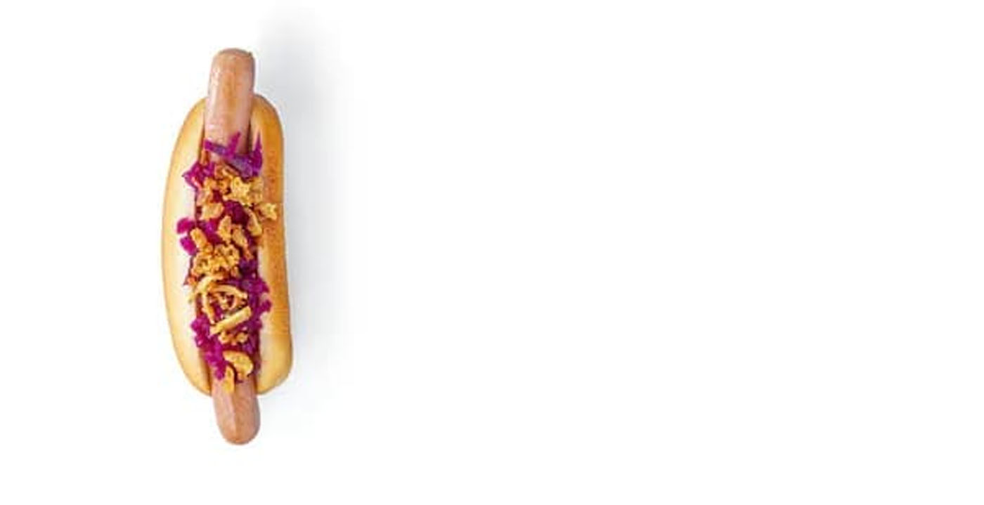 Bezmasý hot dog s cibulkou a se zelím