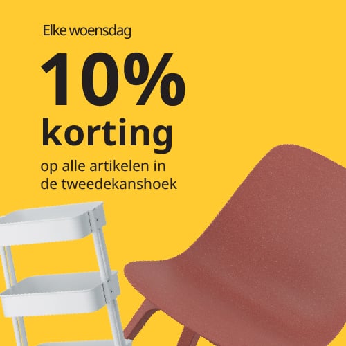 Bij IKEA Barendrecht: je krijgt 10% korting op alle artikelen in de Tweedekanshoek. Alleen geldig bij IKEA Barendrecht en voor IKEA Family leden.