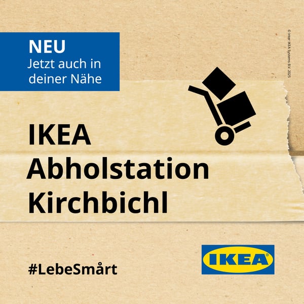 Bild mit Text : Neu. Jetzt auch in deiner Nähe. Ikea Abholstaion Kirchbichl