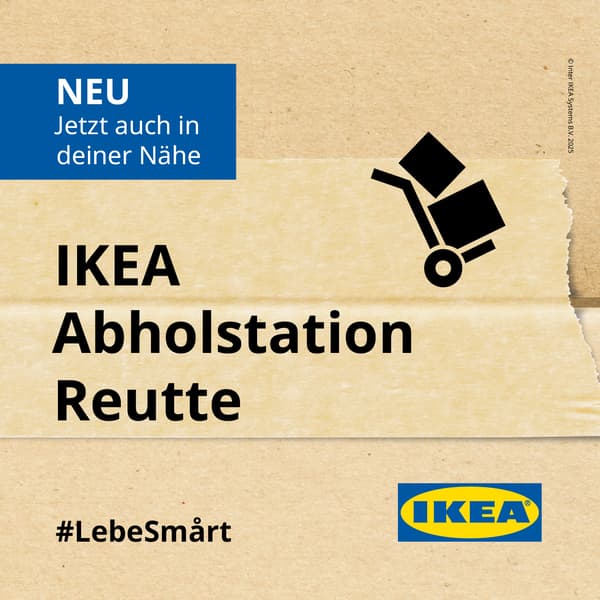Bild mit Text : Neu. Jetzt auch in deiner Nähe. Ikea Abholstation Reutte