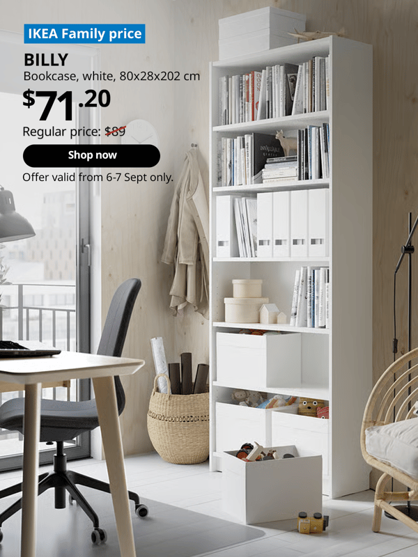BILLY (00522047) bookcase, $71.20. Regular price: $89.