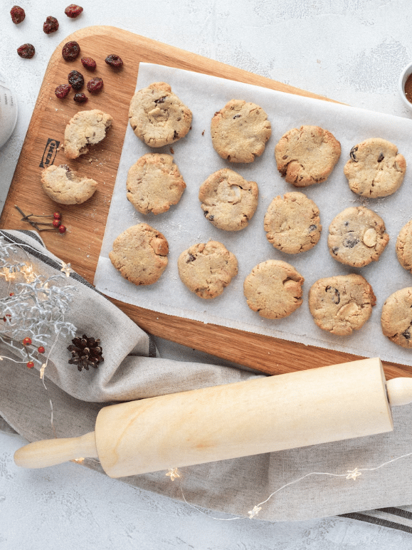 Biscuits Macadamia au chocolat blanc.