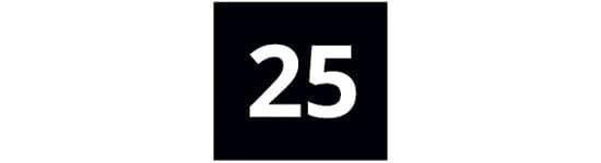 Black and white 25 year guarantee logo