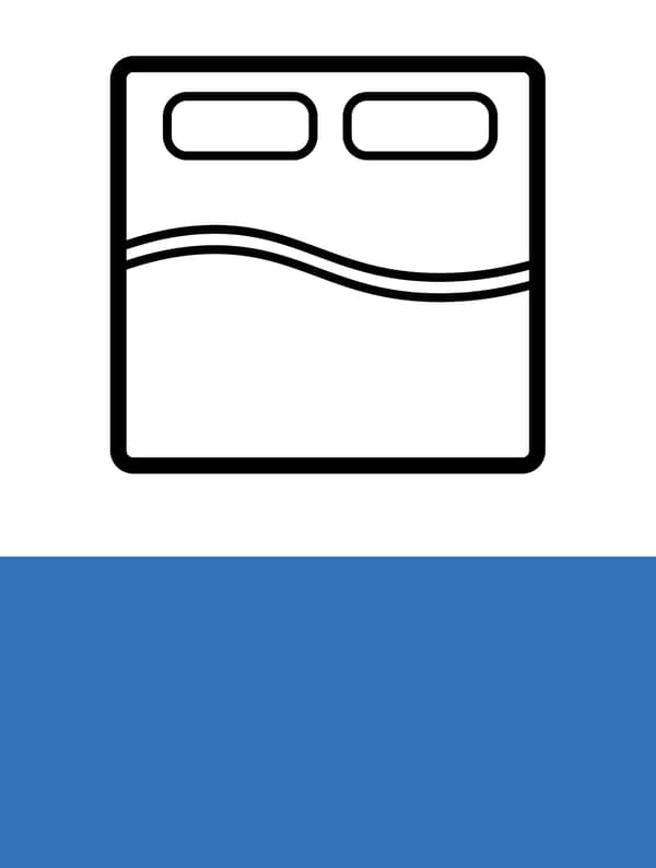 Black and white icon of a King size bed with a pillow.