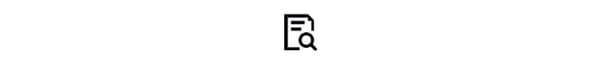 Black and white vector icon of a magnifying glass overlooking a word document, to illustrate IKEA home design service