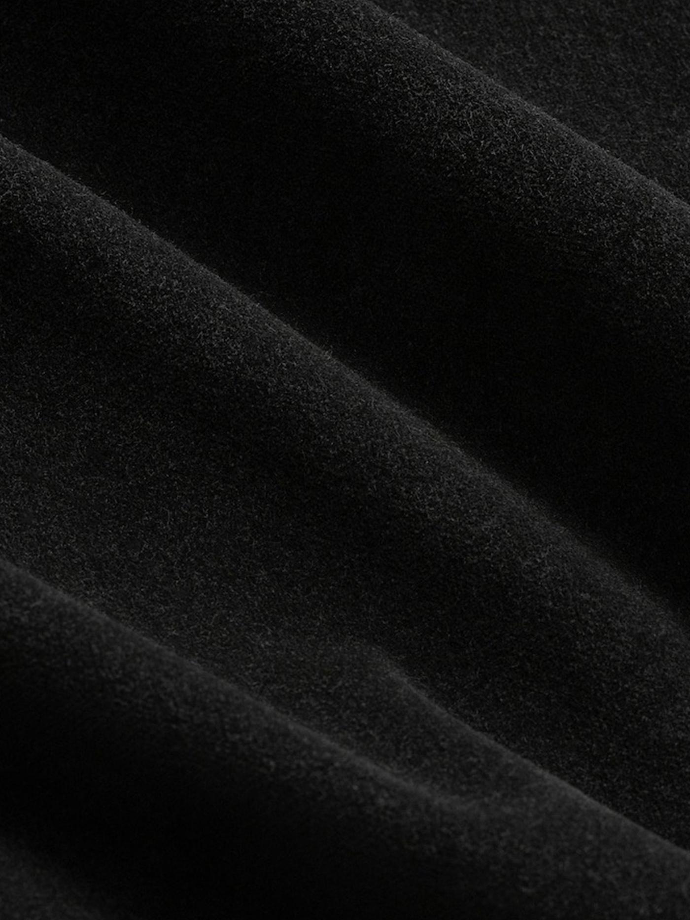 Black curtain fabric close-up.
