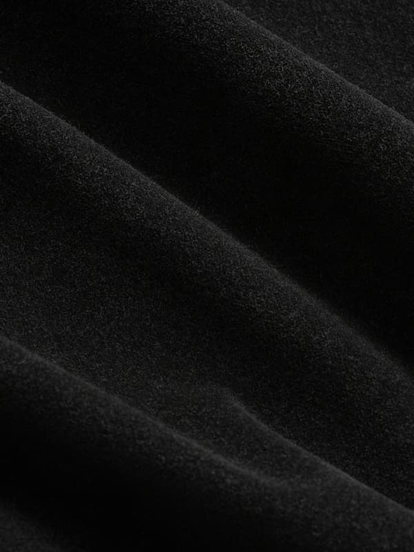 Black curtain fabric close-up.
